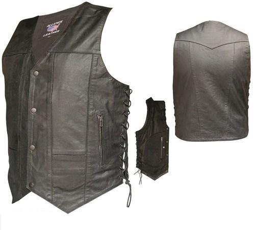 (image for) Men's Split Cowhide Leather 10 Pocket Vest with side laces